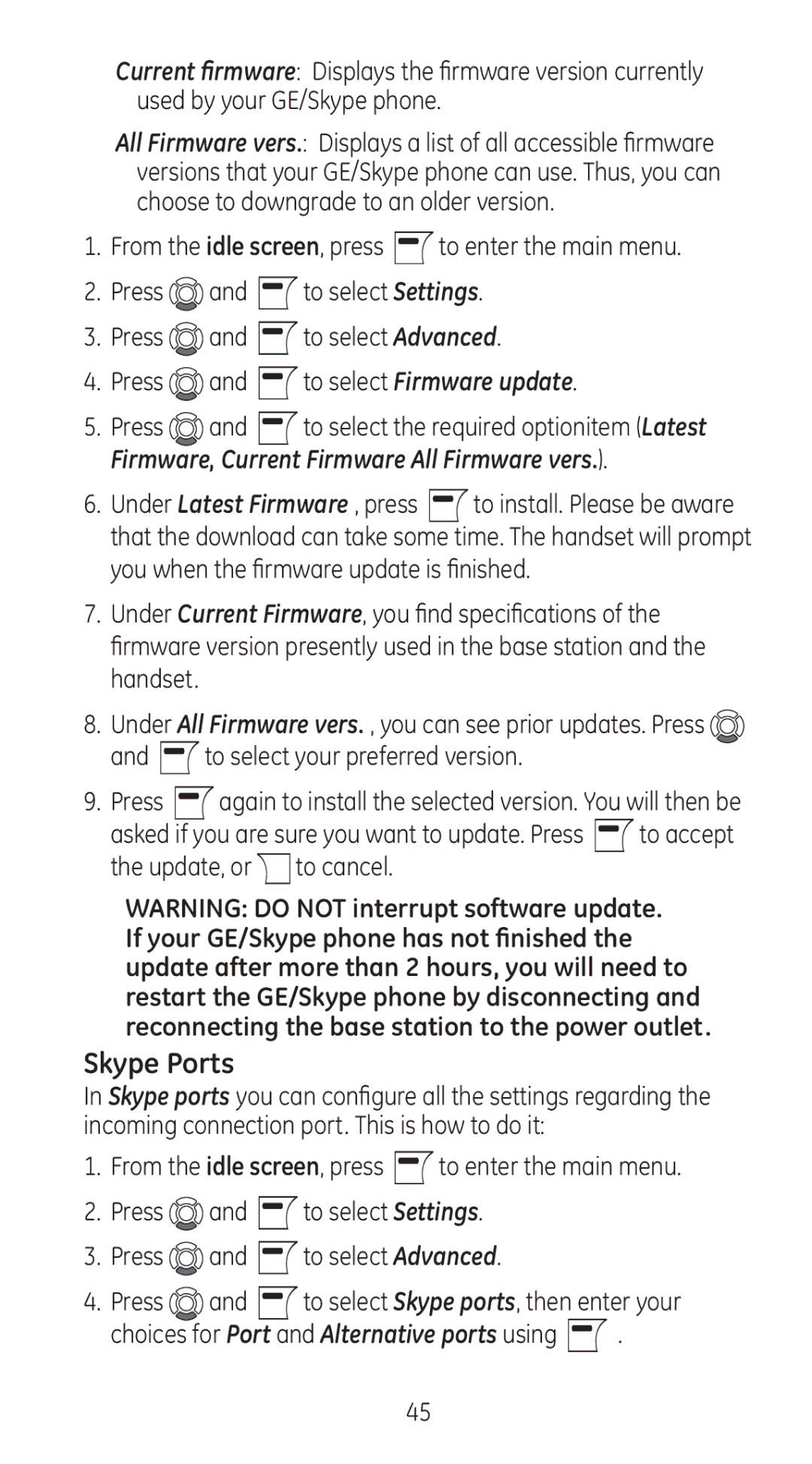 GE 28310 manual Skype Ports, To select your preferred version 