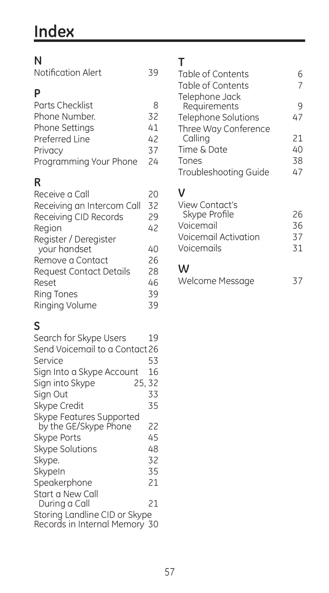 GE 28310 manual Reset Welcome Message Ring Tones Ringing Volume, Send Voicemail to a Contact Service 