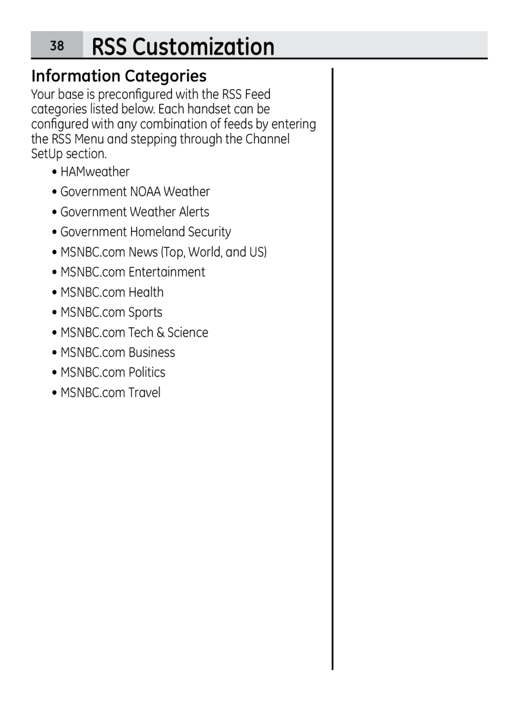 GE 28320xx2, 00018937 manual Information Categories 