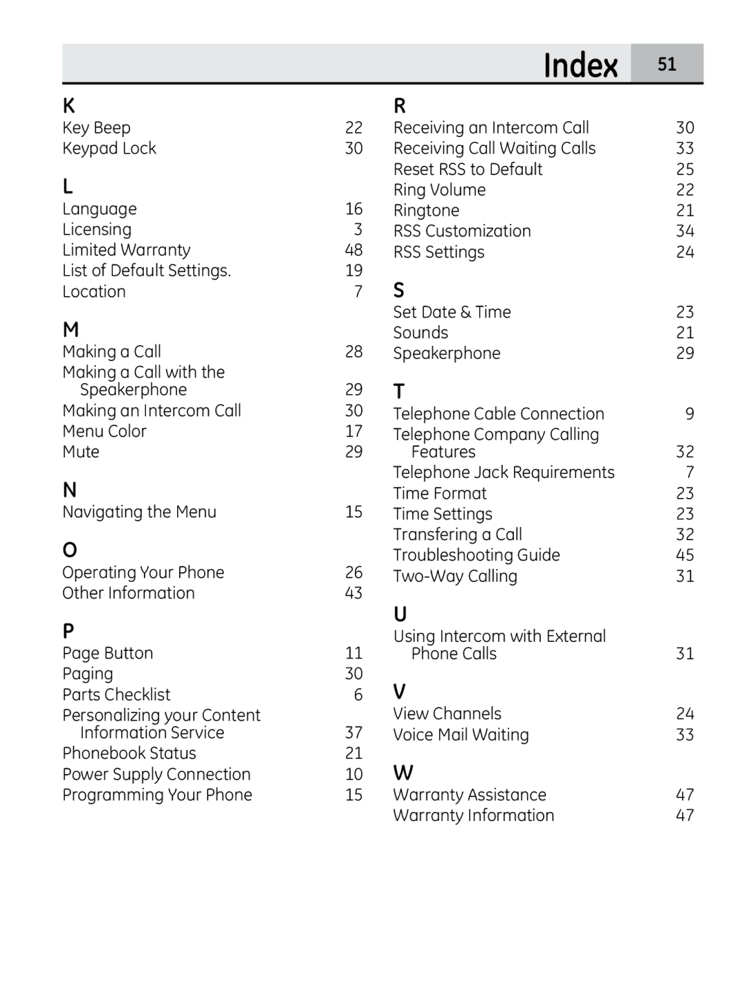 GE 00018937, 28320xx2 manual Index 