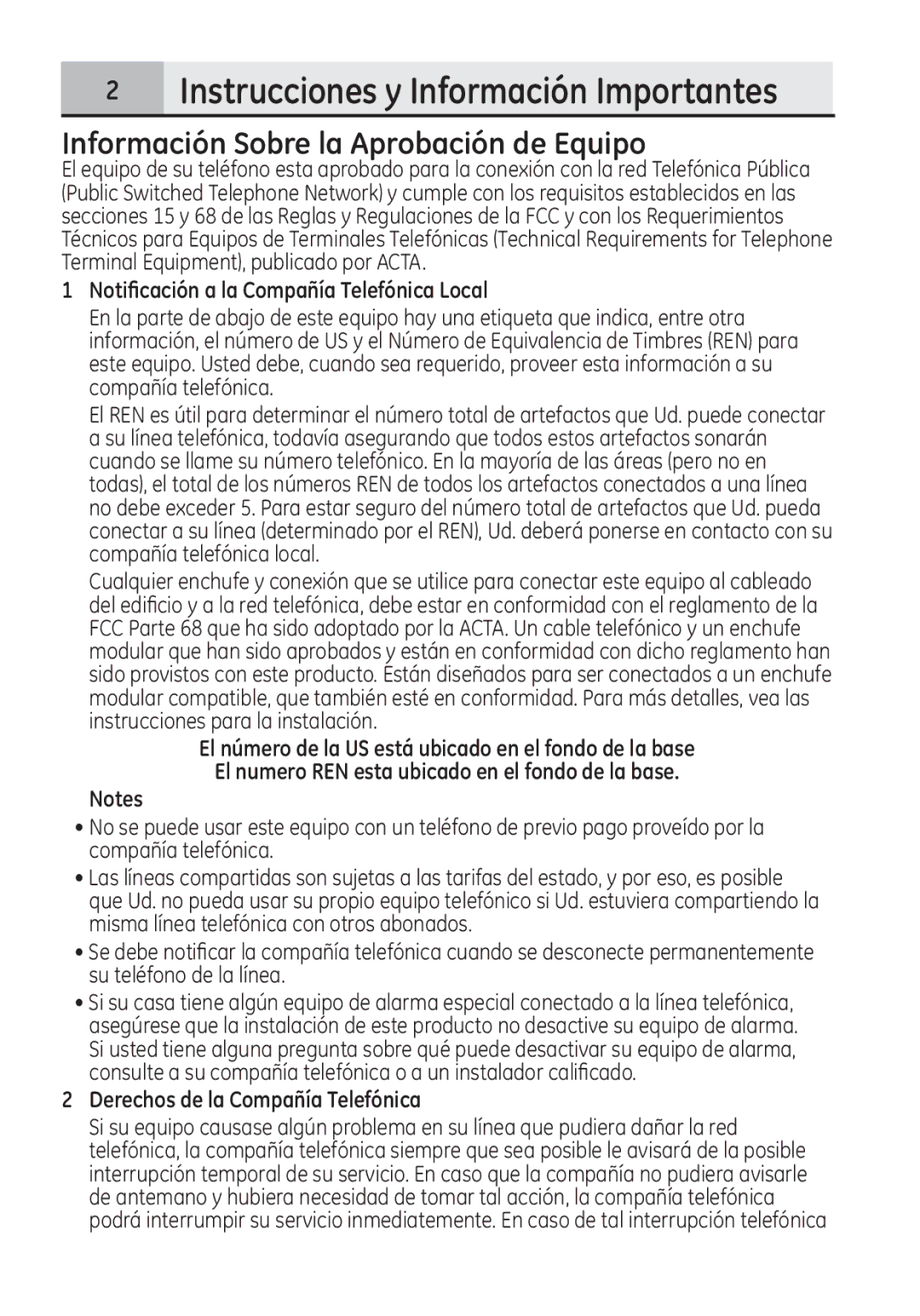 GE 28321 manual Instrucciones y Información Importantes, Información Sobre la Aprobación de Equipo 