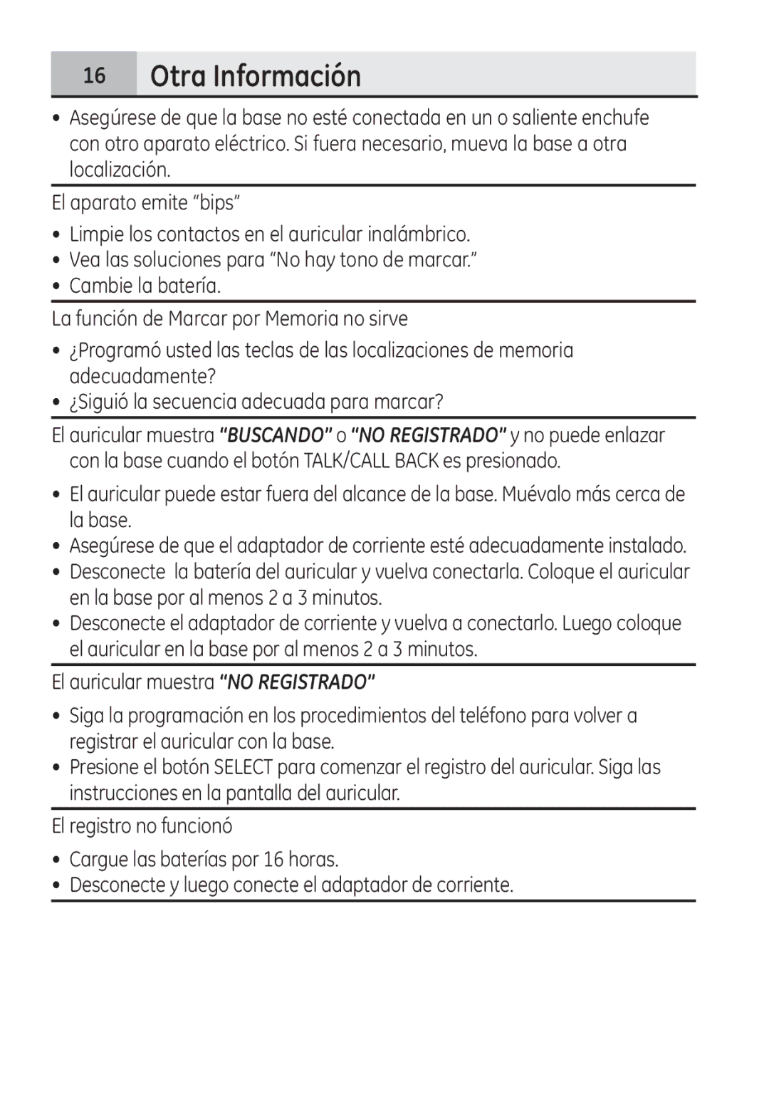 GE 28321 manual Otra Información 