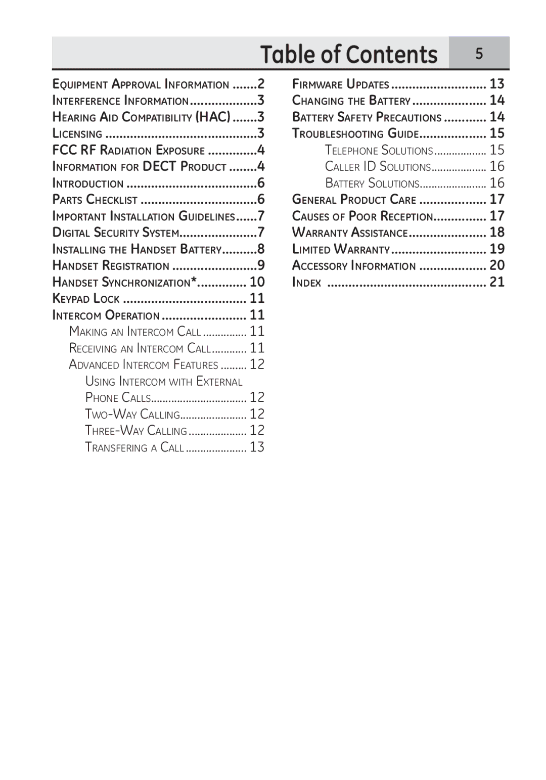 GE 28321 manual Table of Contents 