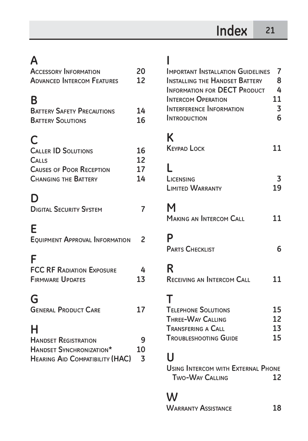 GE 28321EE1 manual Index 