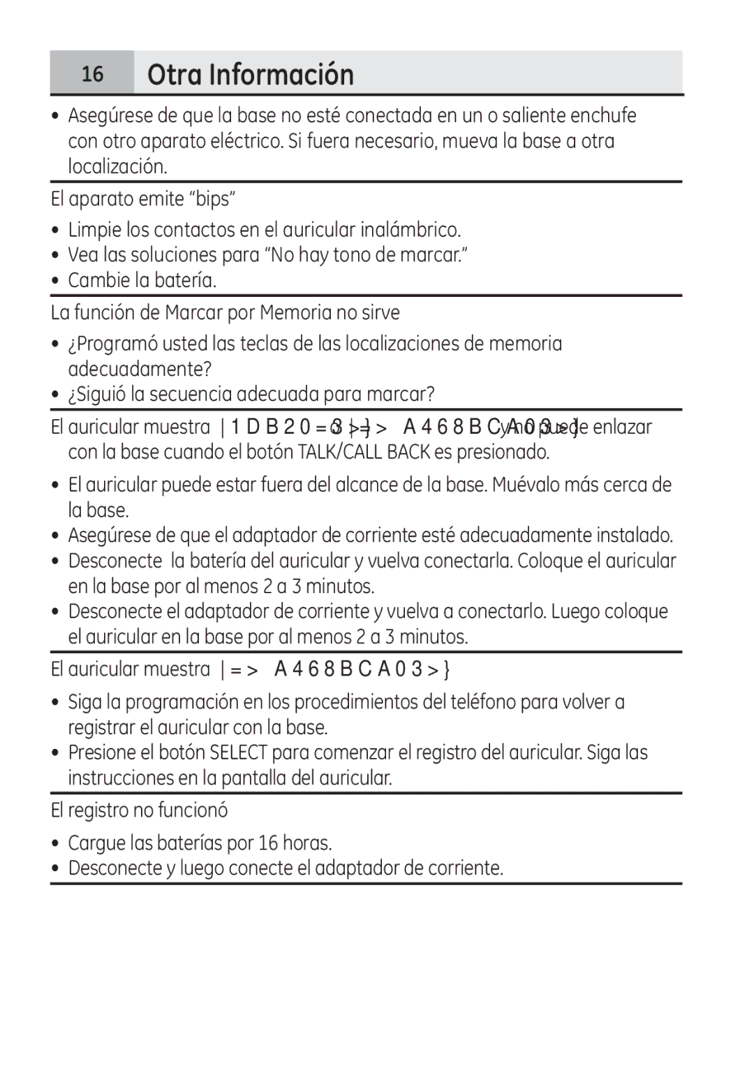 GE 28321EE1 manual Otra Información 