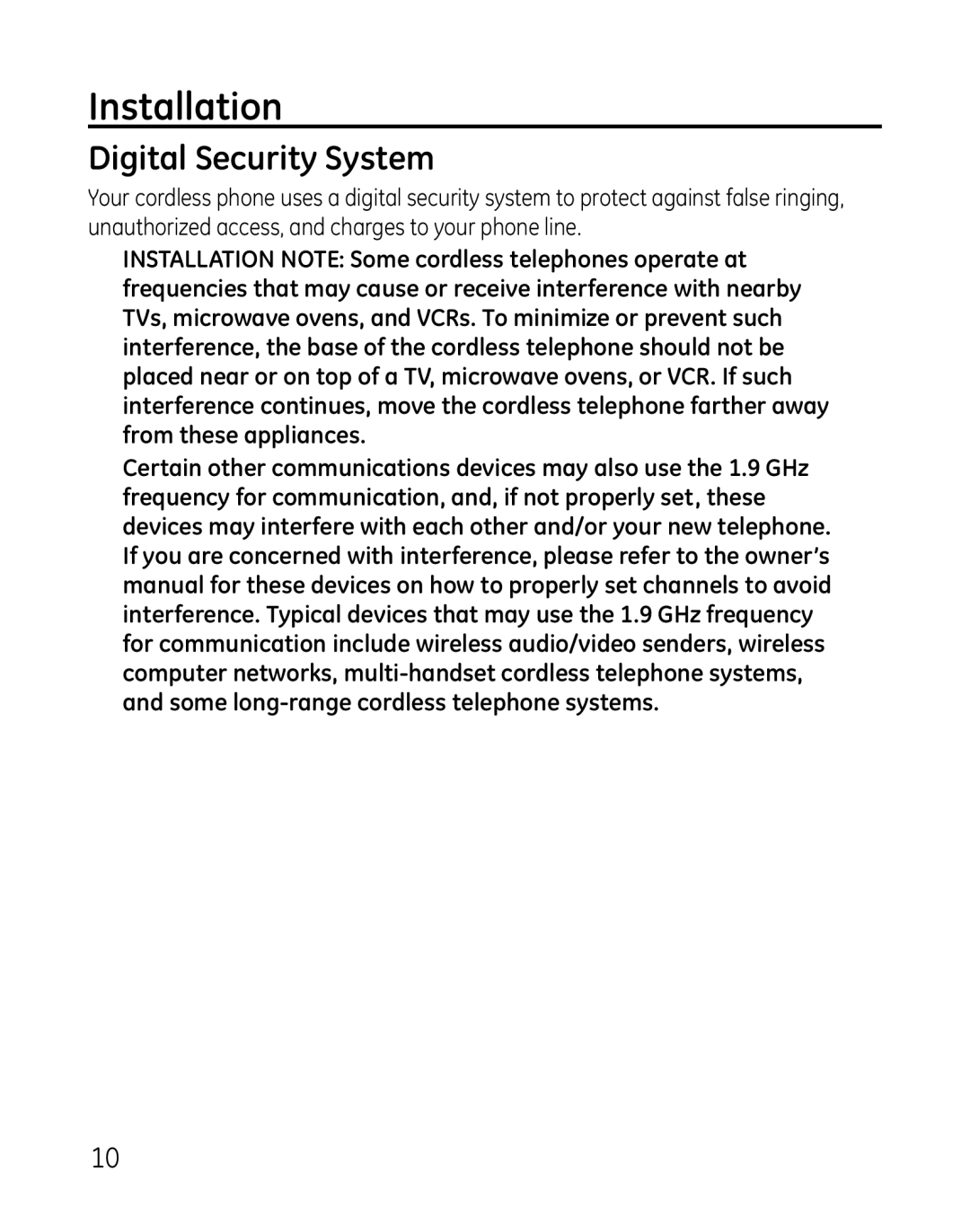 GE 28821 manual Installation, Digital Security System 