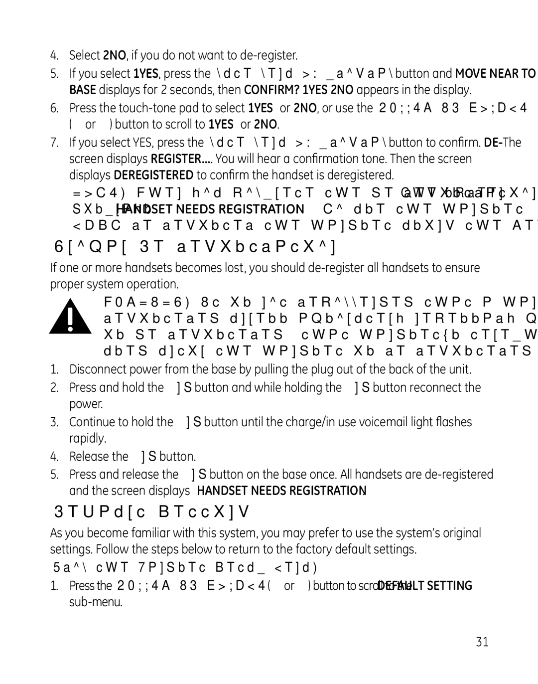 GE 28851 manual Global De-registration, Default Setting 