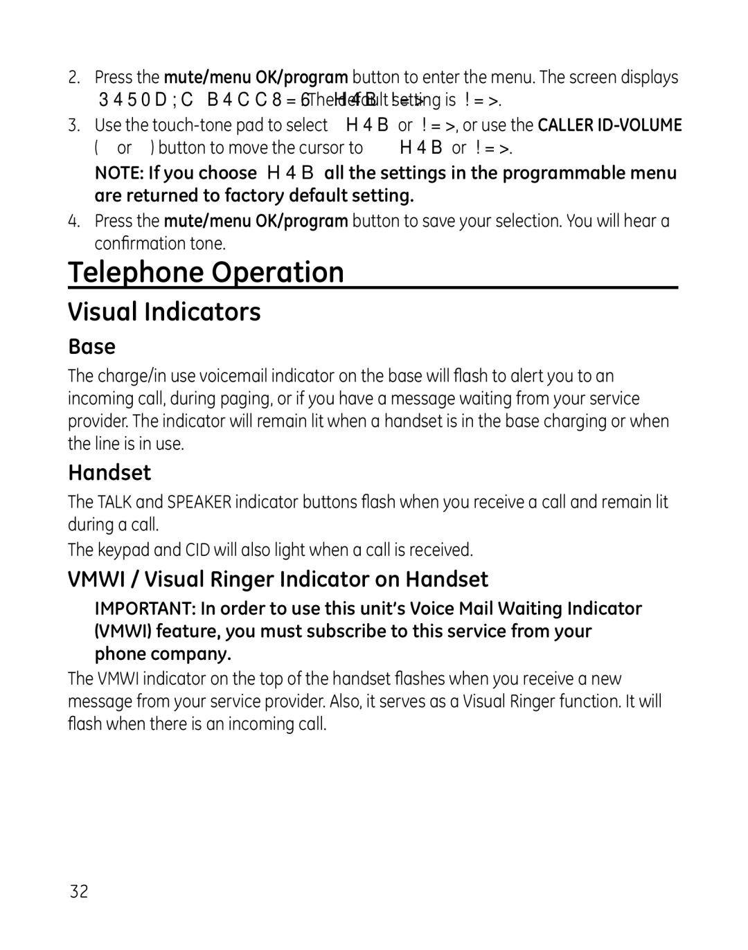 GE 28851 manual Telephone Operation, Visual Indicators, Base, Vmwi / Visual Ringer Indicator on Handset 