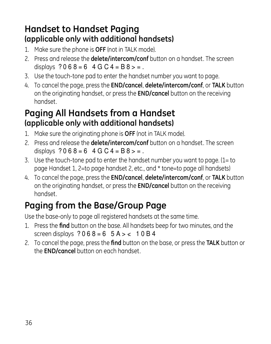 GE 28851 manual Handset to Handset Paging, Paging All Handsets from a Handset, Paging from the Base/Group 