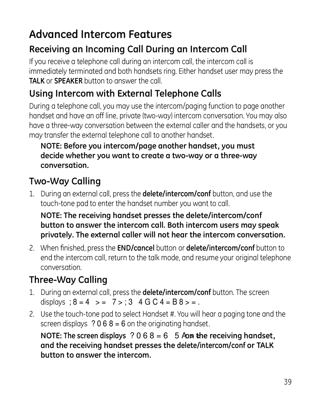 GE 28851 manual Advanced Intercom Features, Receiving an Incoming Call During an Intercom Call, Two-Way Calling 