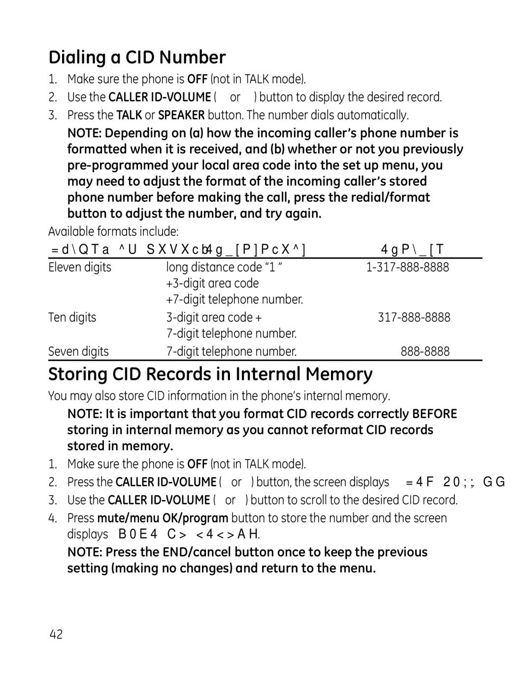 GE 28851 manual Dialing a CID Number, Storing CID Records in Internal Memory 