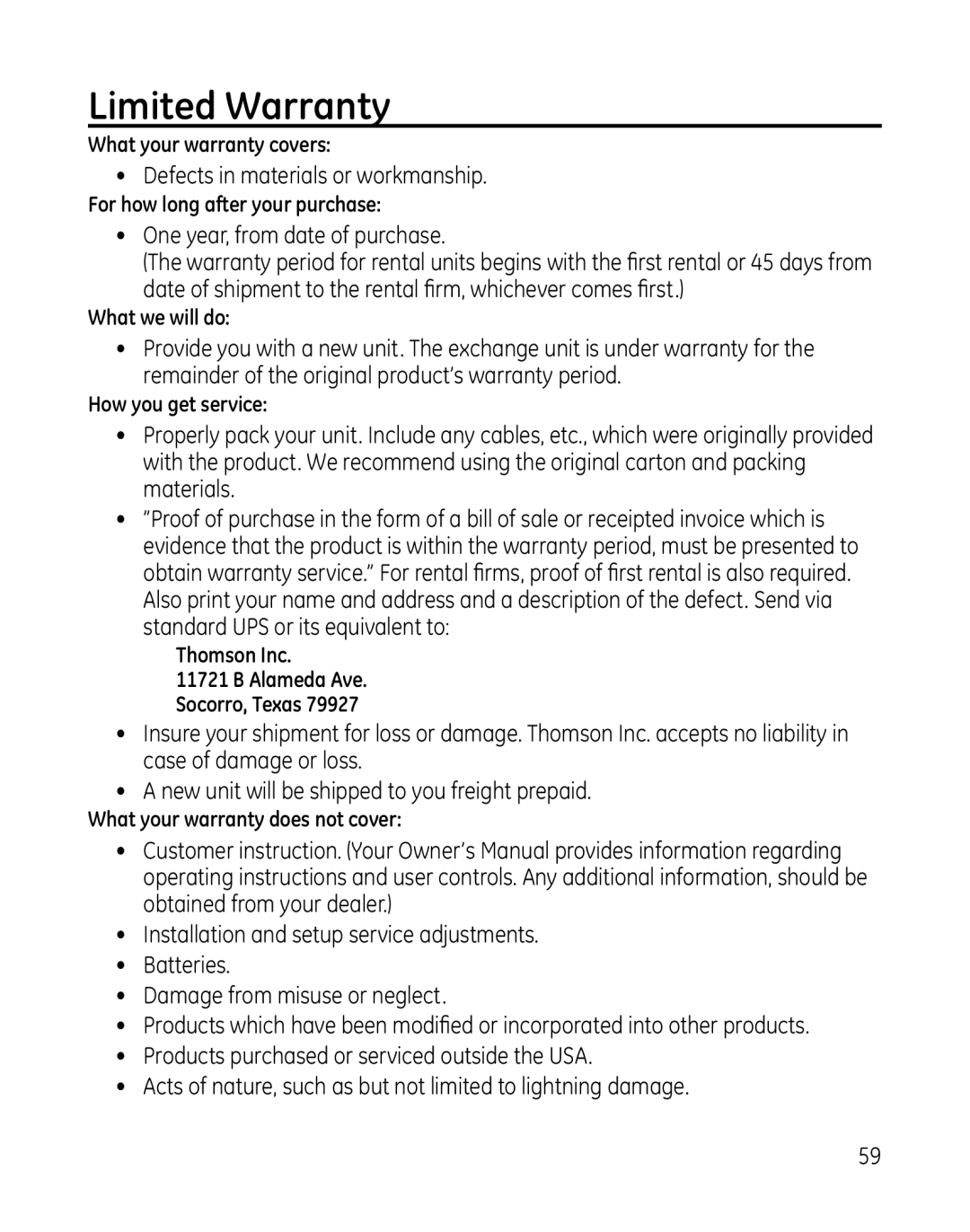 GE 28851 manual Limited Warranty, What we will do 