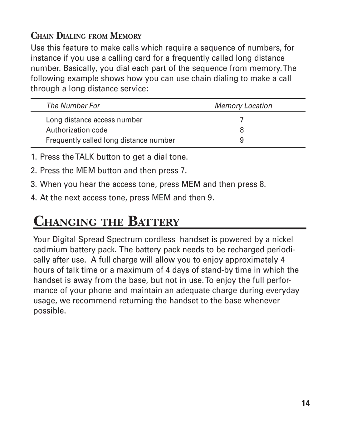 GE 2900SST important safety instructions Changing the Battery 