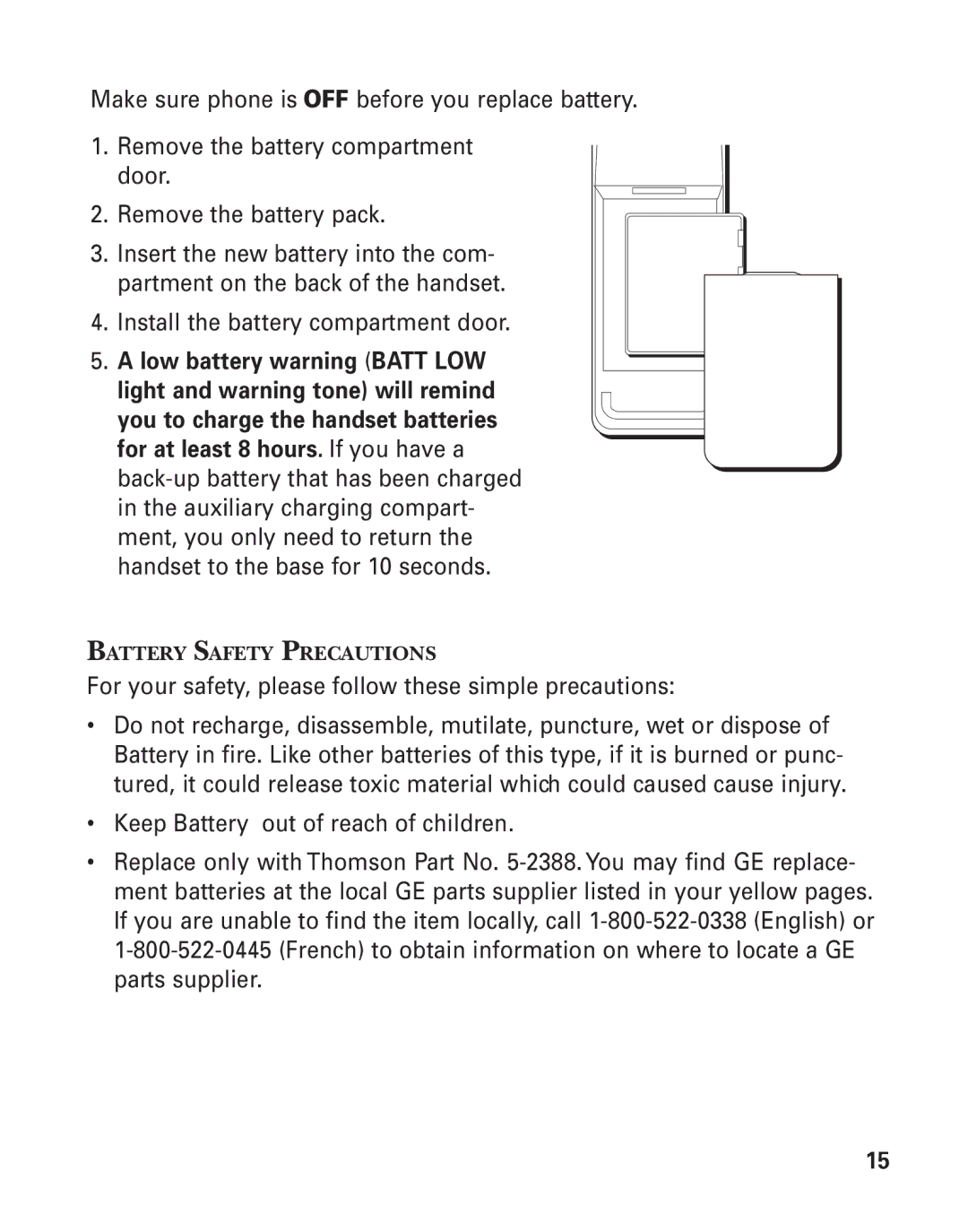 GE 2900SST important safety instructions Battery Safety Precautions 