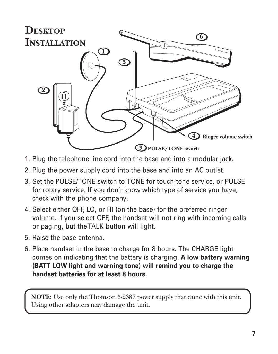 GE 2900SST important safety instructions Desktop Installation 