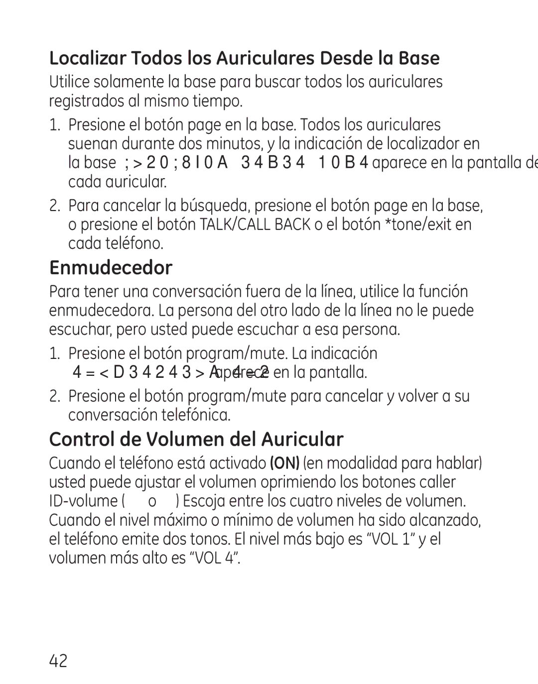 GE 29111 Series manual Enmudecedor, Control de Volumen del Auricular, Localizar Todos los Auriculares Desde la Base 