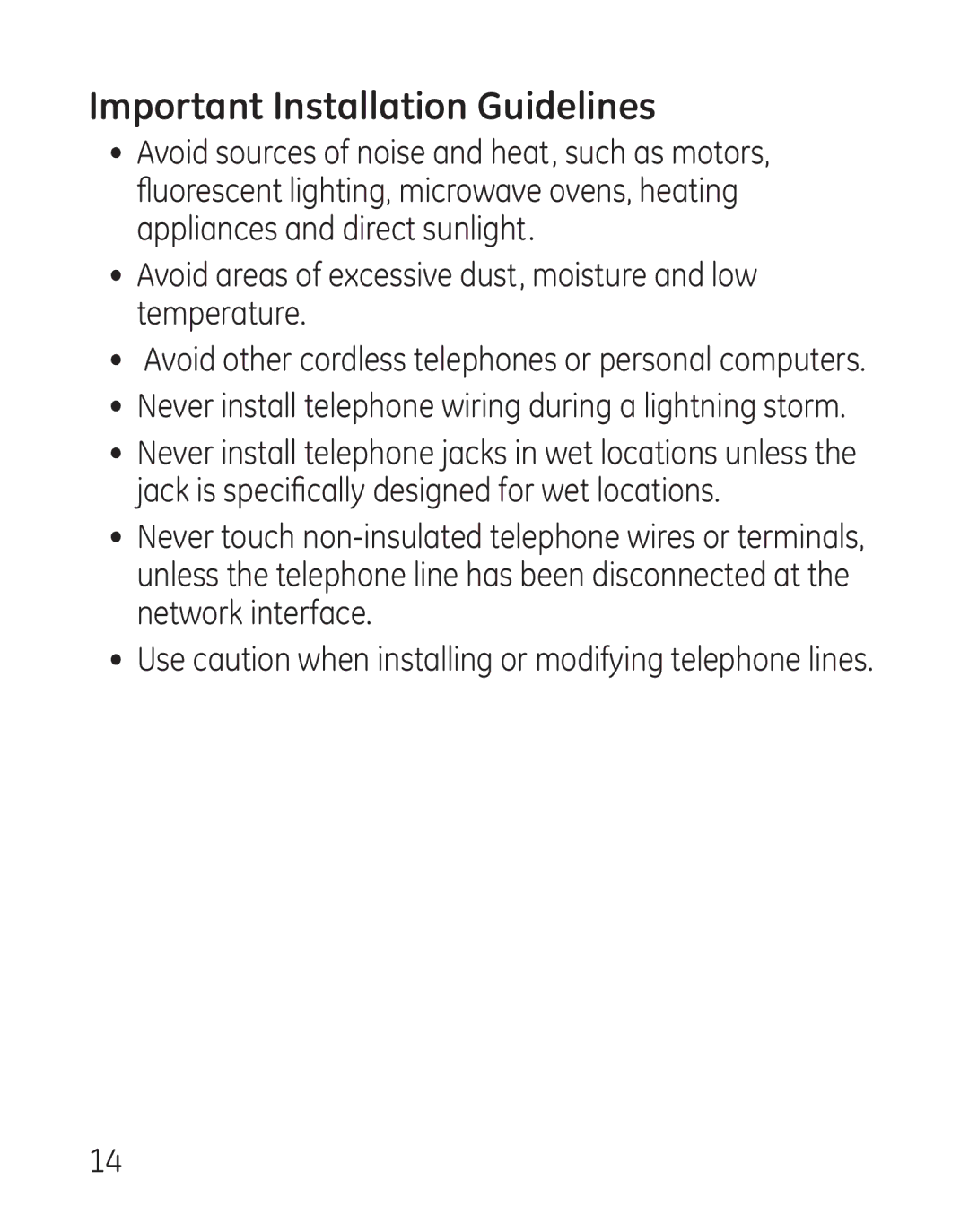 GE 29111 Series manual Important Installation Guidelines, Never install telephone wiring during a lightning storm 