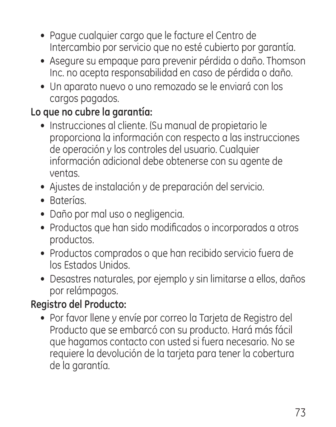 GE 29111 Series manual Lo que no cubre la garantía, Registro del Producto 