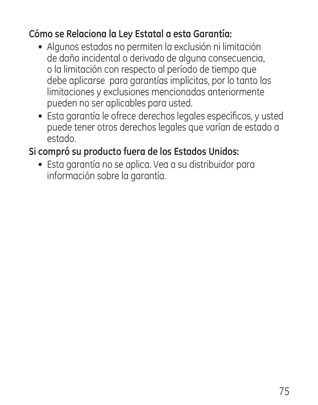 GE 29111 Series manual Cómo se Relaciona la Ley Estatal a esta Garantía, Si compró su producto fuera de los Estados Unidos 