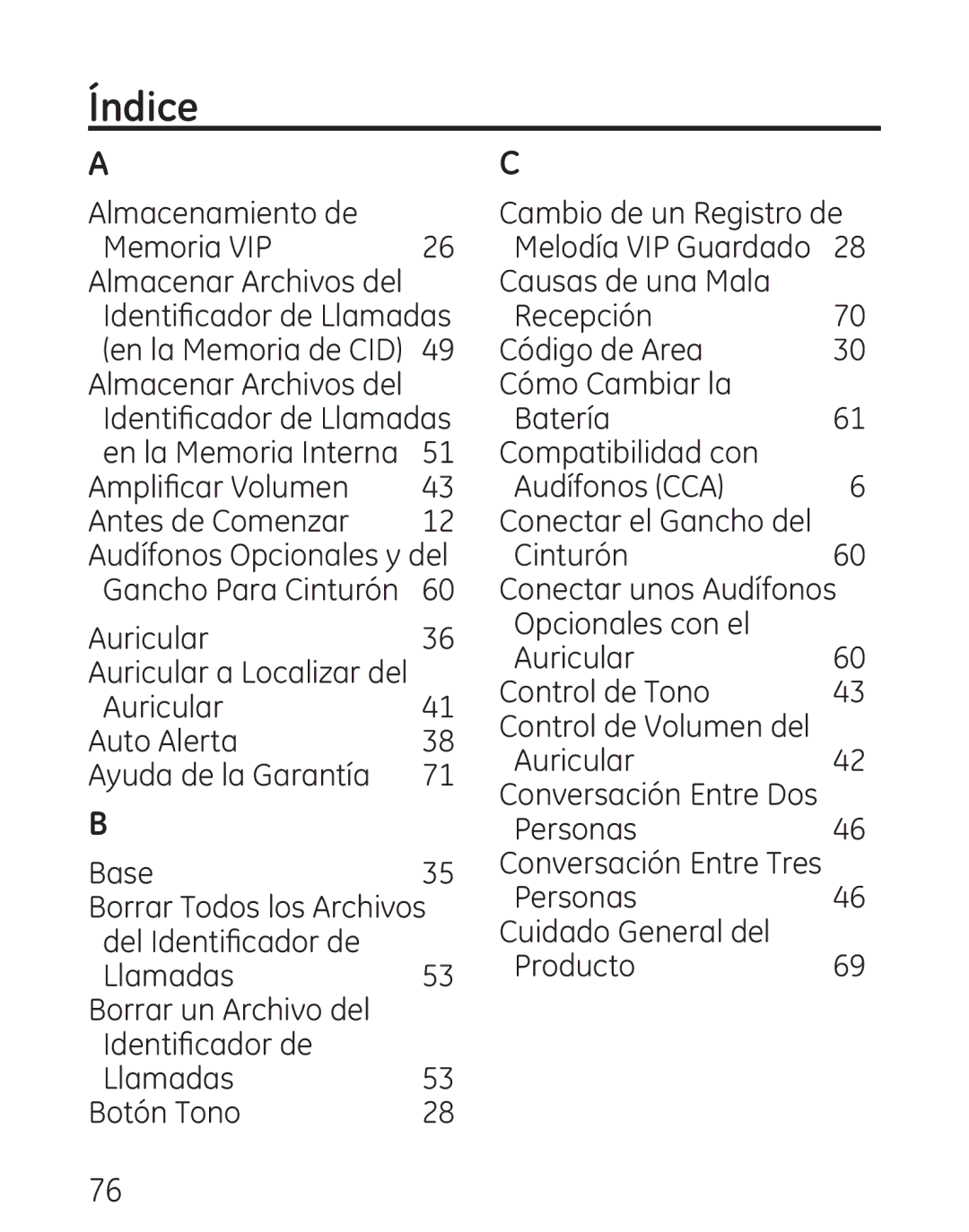 GE 29111 Series manual Índice 