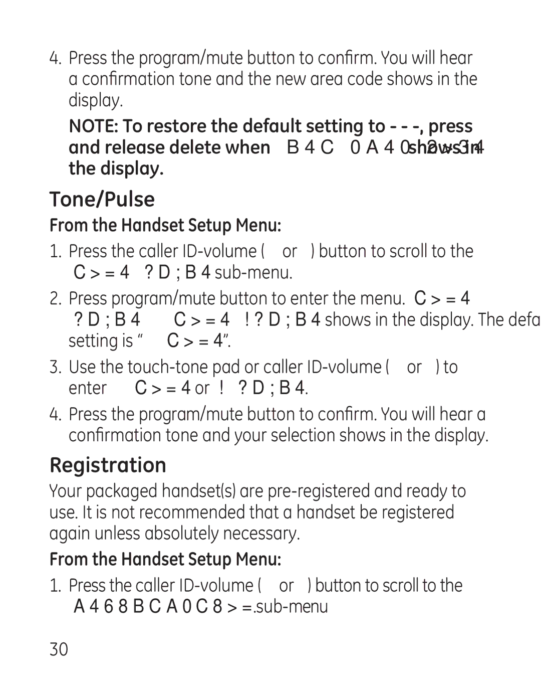 GE 29111 Series manual Tone/Pulse, Registration 