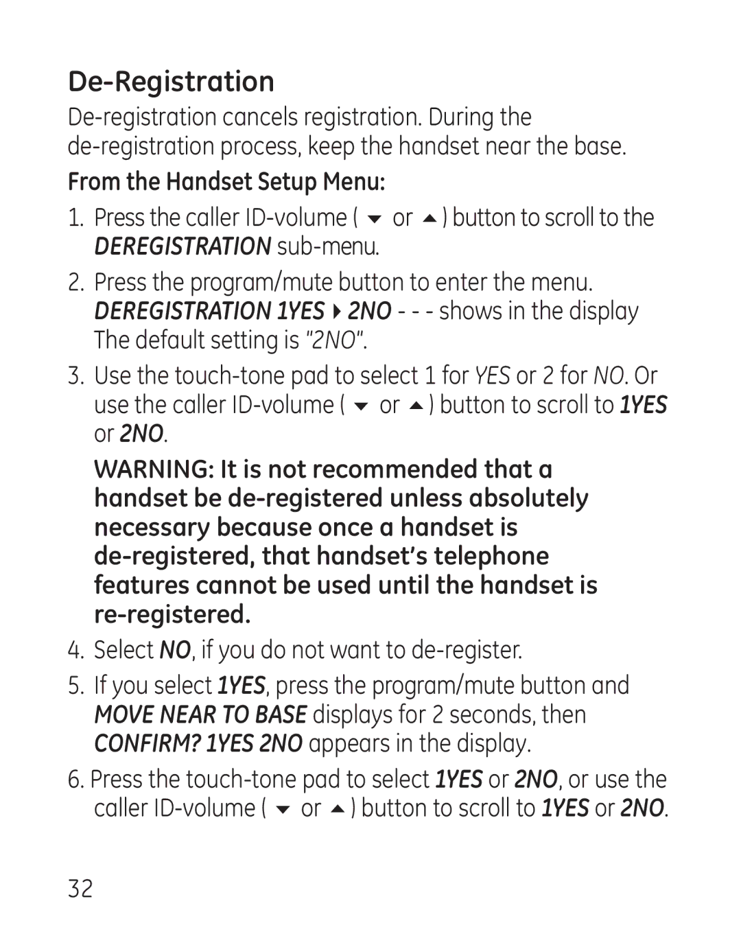 GE 29111 Series manual De-Registration 