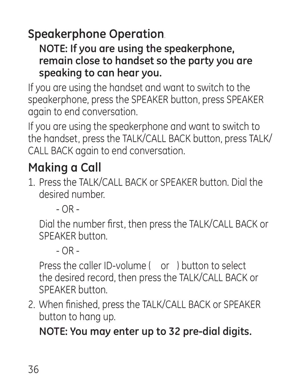 GE 29111 Series manual Speakerphone Operation, Making a Call 