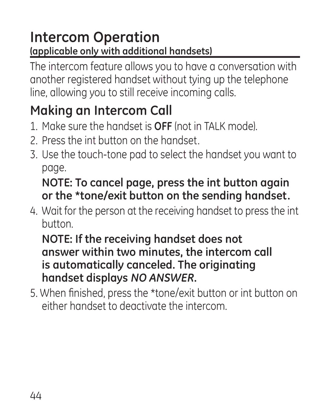 GE 29111 Series manual Intercom Operation, Making an Intercom Call 