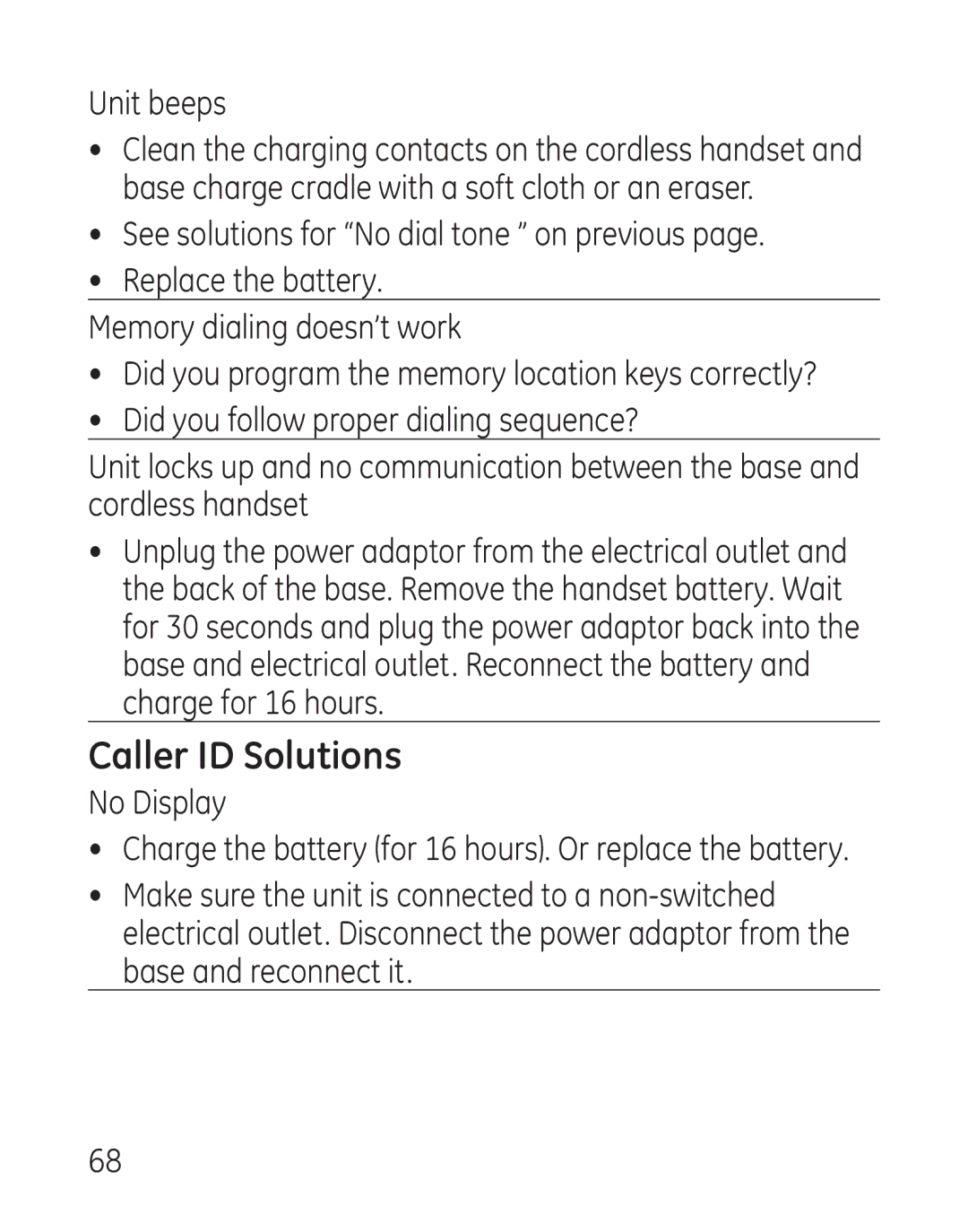 GE 29111 Series manual Caller ID Solutions, Unit beeps 