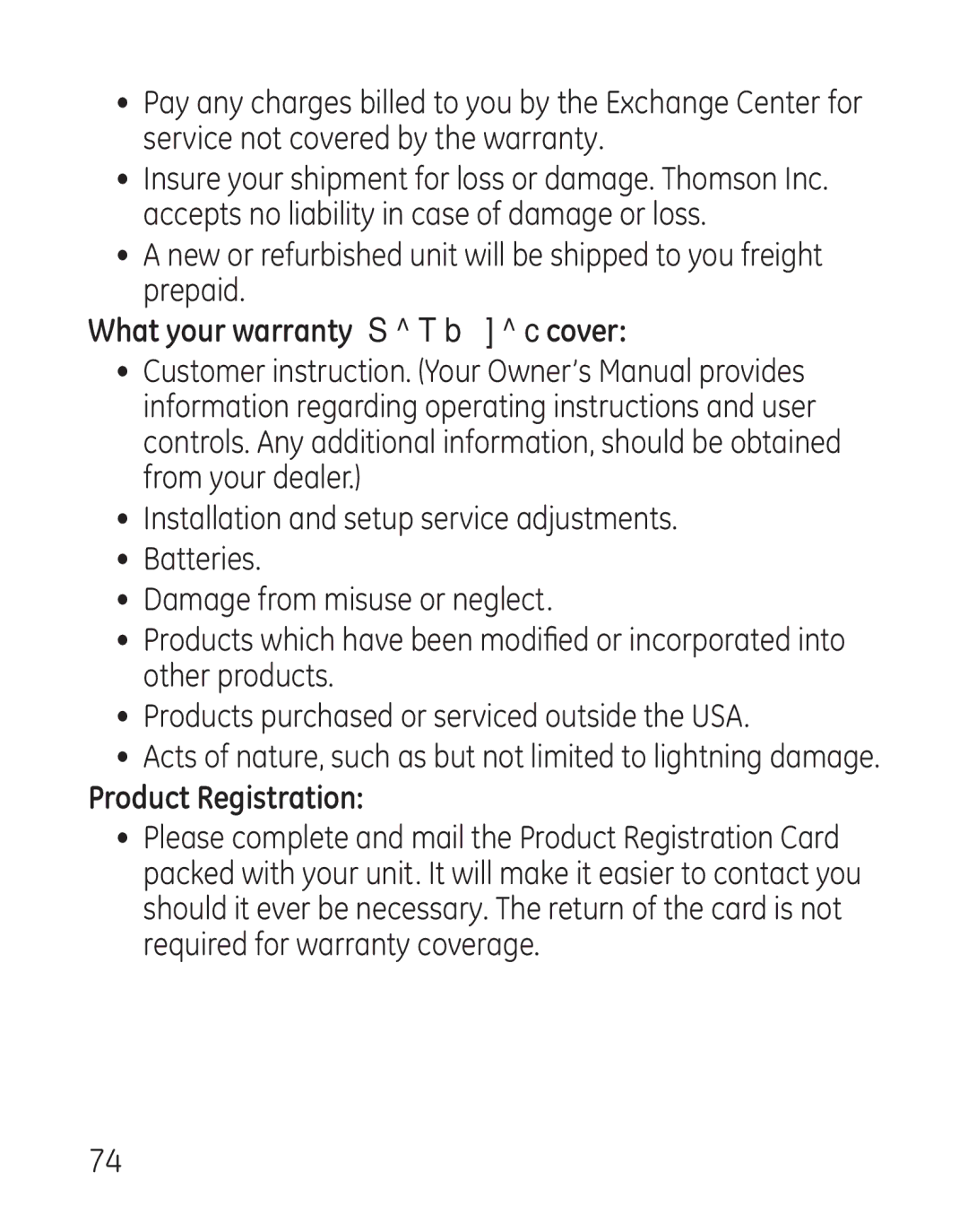 GE 29111 Series manual What your warranty does not cover 