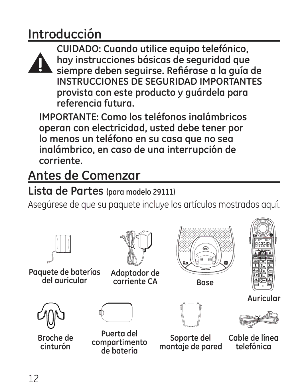 GE 29111 Series manual Introducción, Antes de Comenzar 