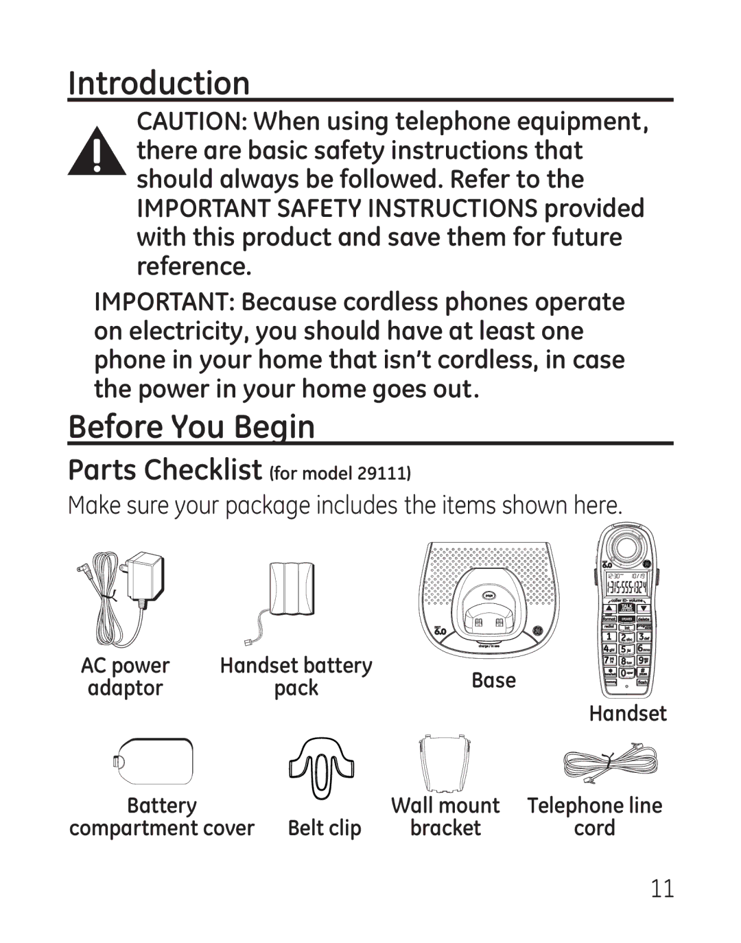 GE 29111 manual Introduction, Before You Begin 