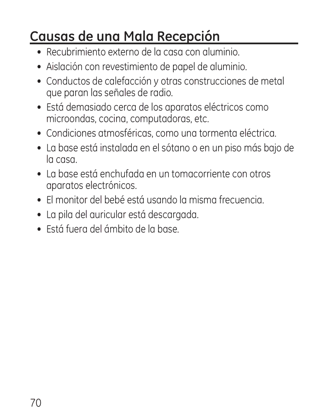 GE 29111 manual Causas de una Mala Recepción 