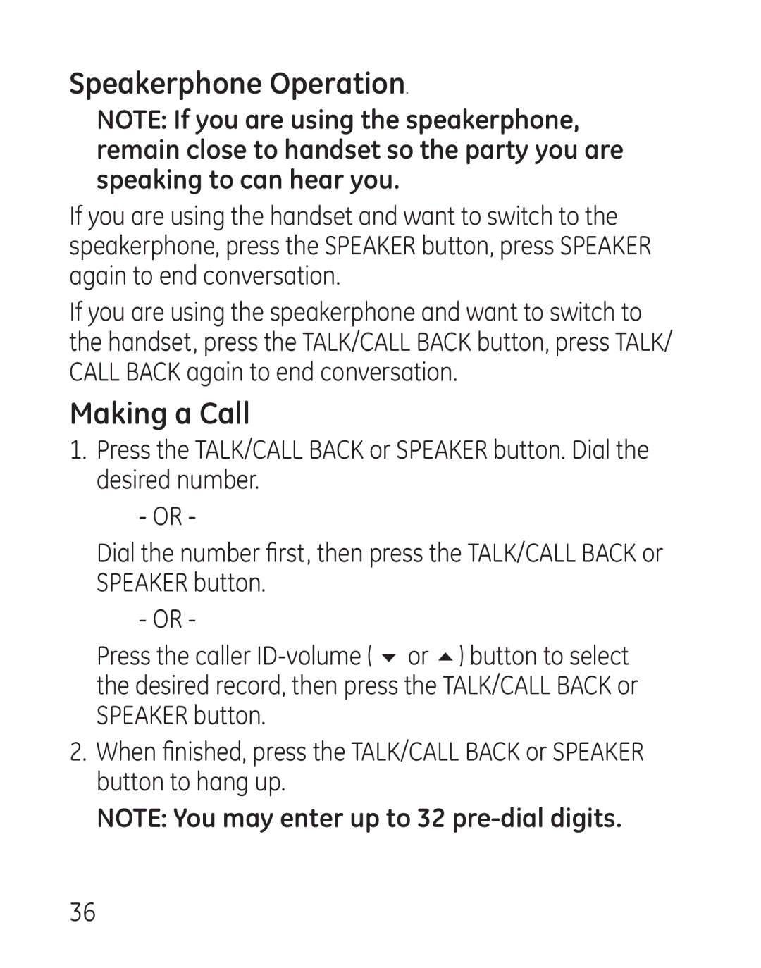 GE 29111 manual Speakerphone Operation, Making a Call 