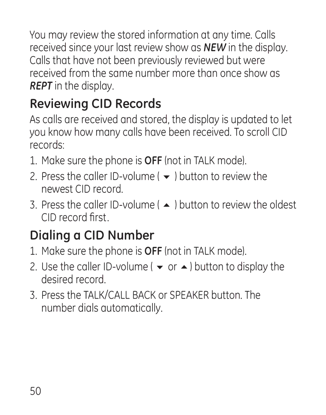 GE 29111 manual Reviewing CID Records, Dialing a CID Number 