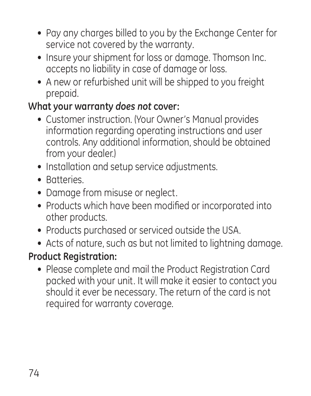 GE 29111 manual What your warranty does not cover 