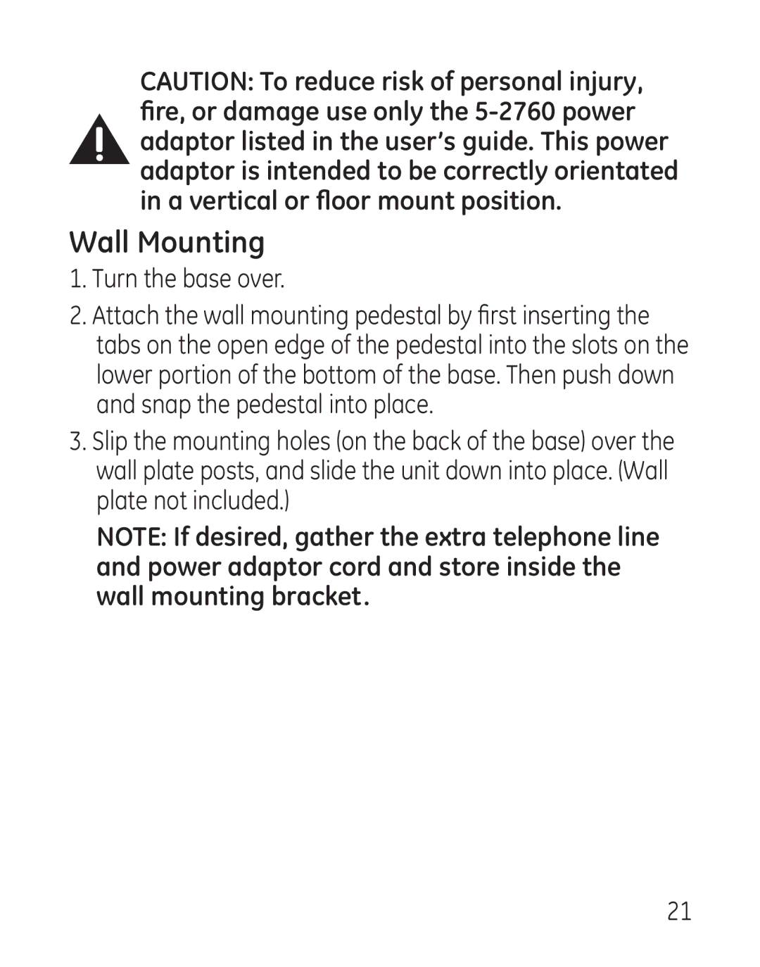 GE 29115 Series manual Wall Mounting, Turn the base over 