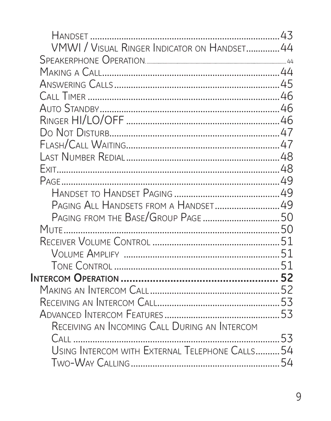 GE 29115 Series manual Paging All Handsets from a Handset, Intercom Operation 