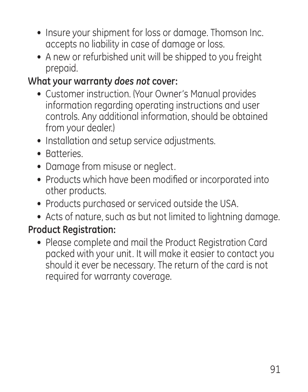 GE 29115 Series manual What your warranty does not cover 