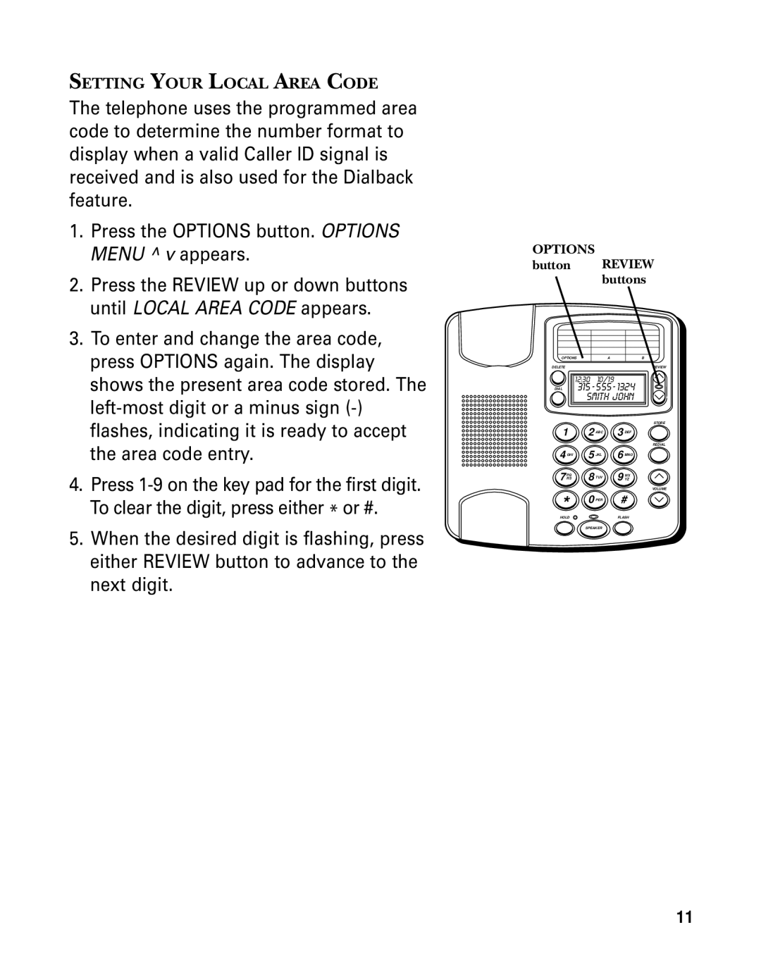 GE 29391 manual Setting Your Local Area Code 