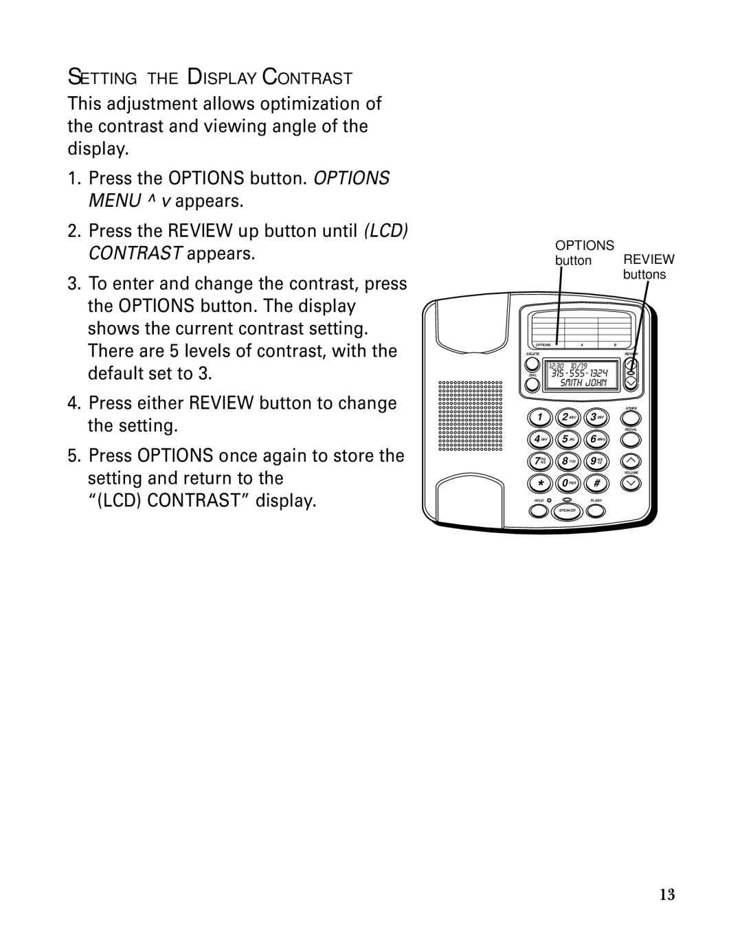 GE 29391 manual Setting the Display Contrast 