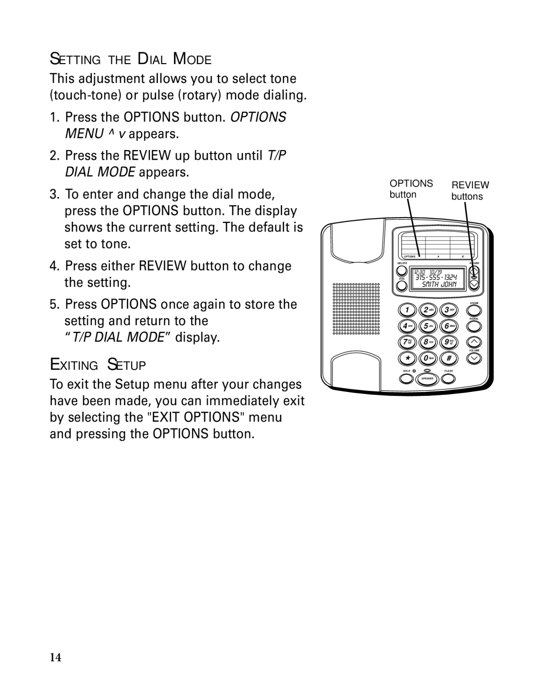 GE 29391 manual Dial Mode display, Button buttons 