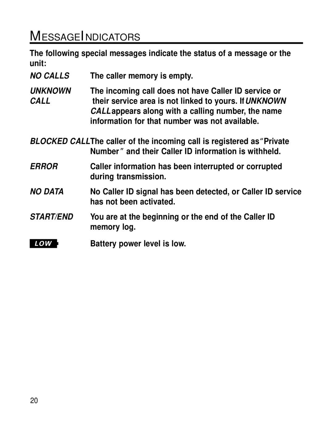 GE 29391 manual Message Indicators 