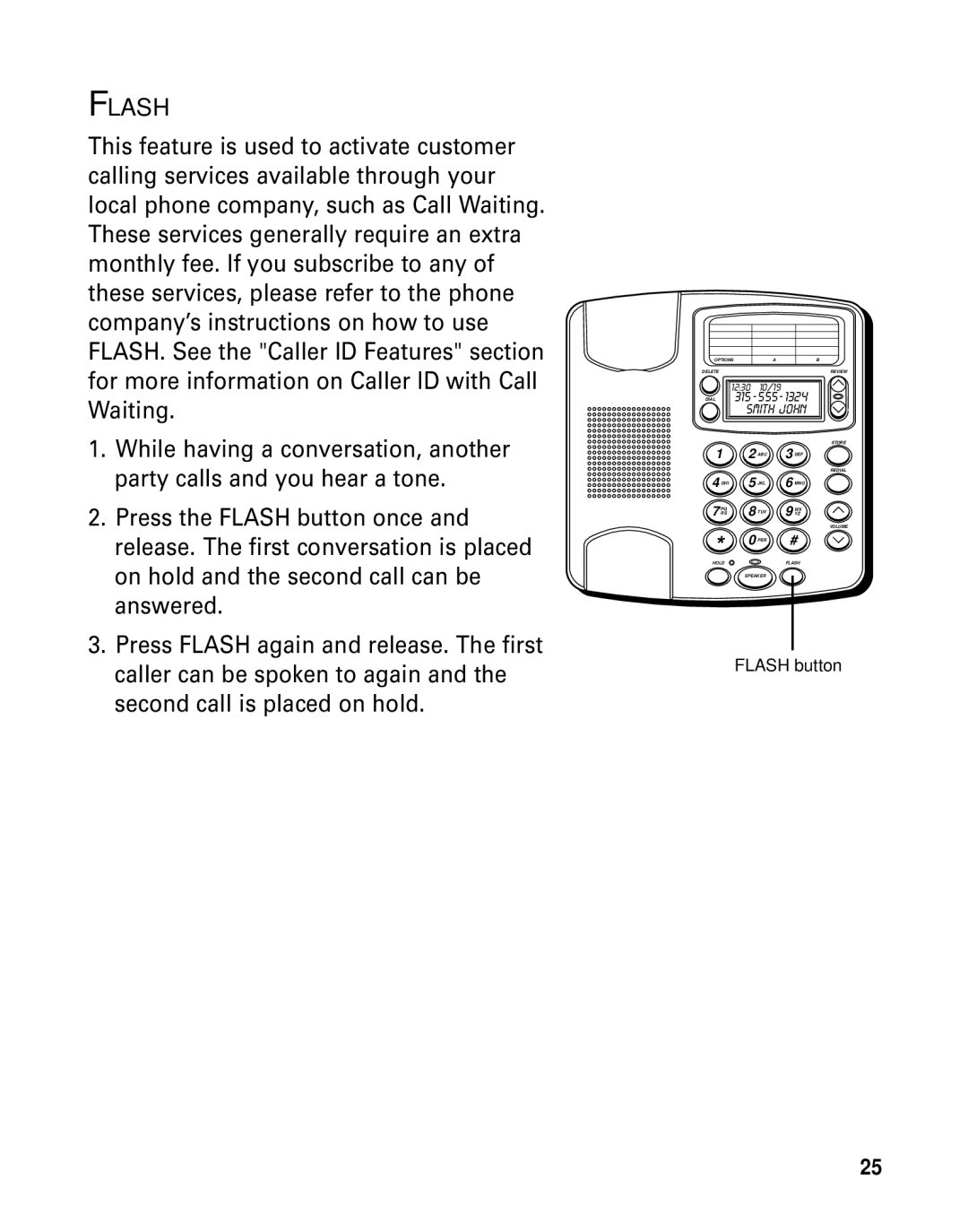 GE 29391 manual Flash button 