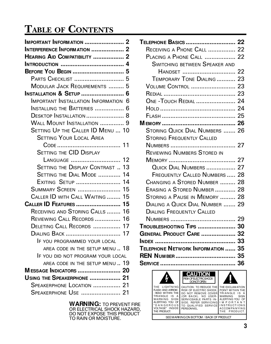 GE 29391 manual Table of Contents 