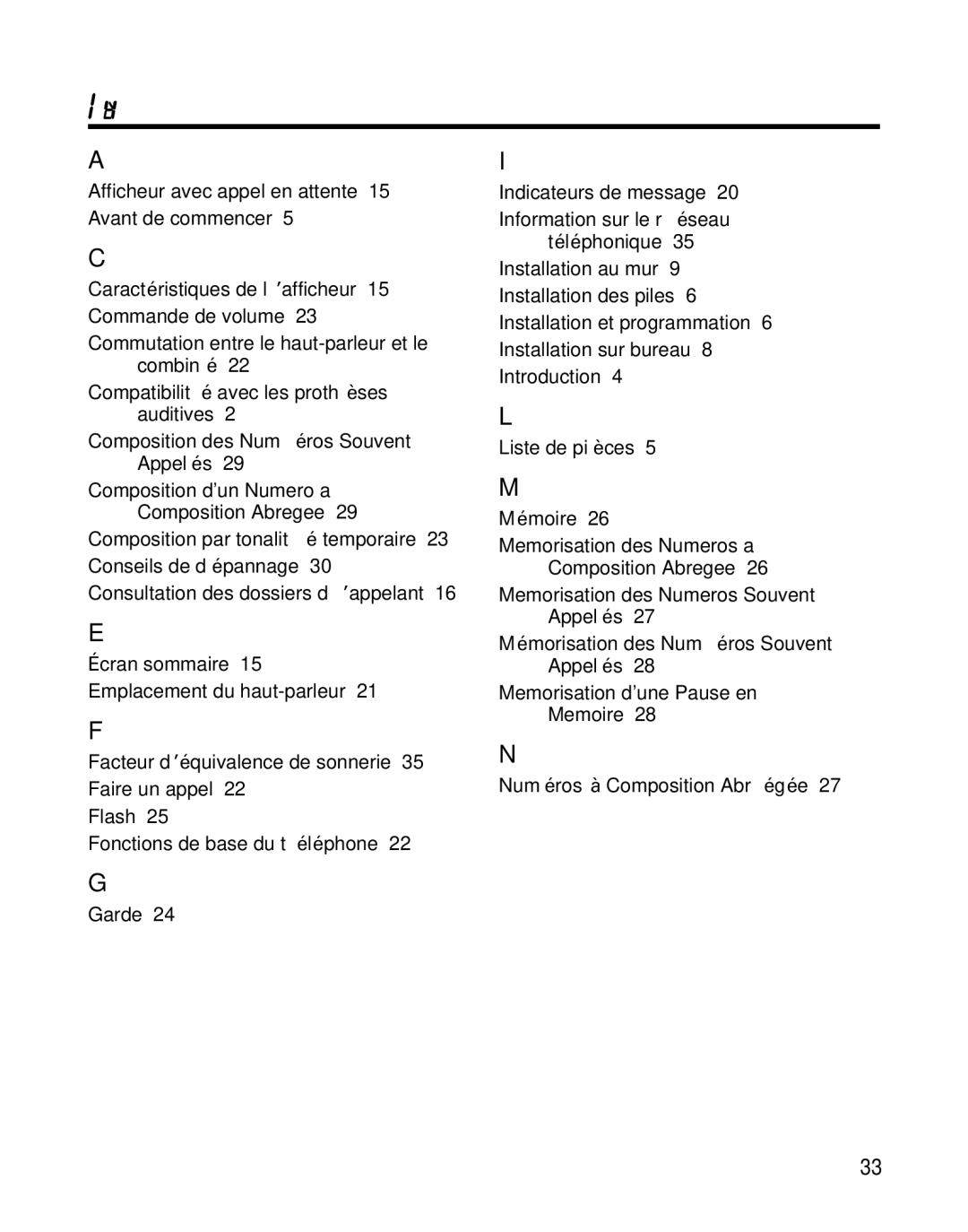 GE 29391 manual Index 