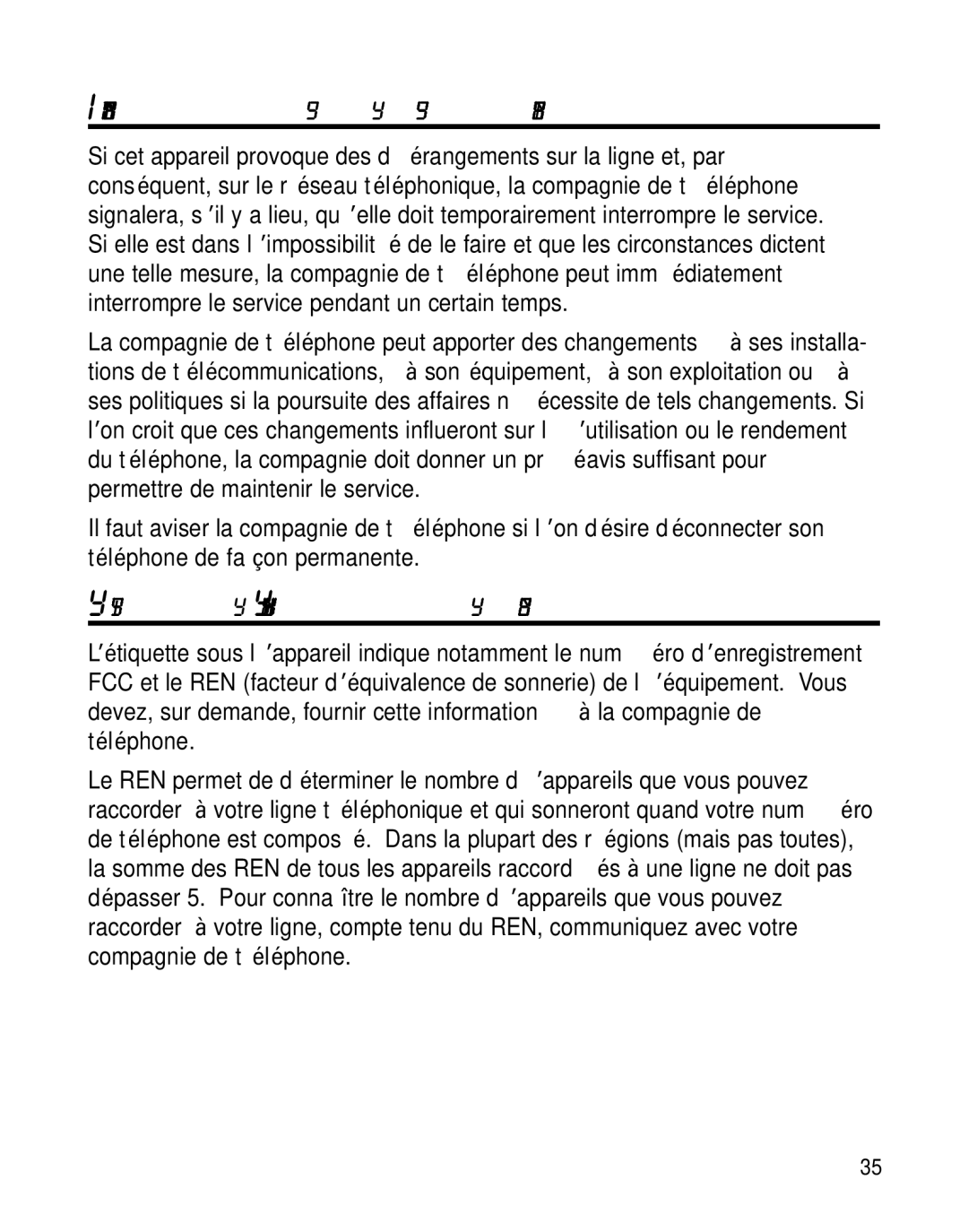 GE 29391 manual Information SUR LE Réseau Téléphonique, Facteur D’ÉQUIVALENCE DE Sonnerie 