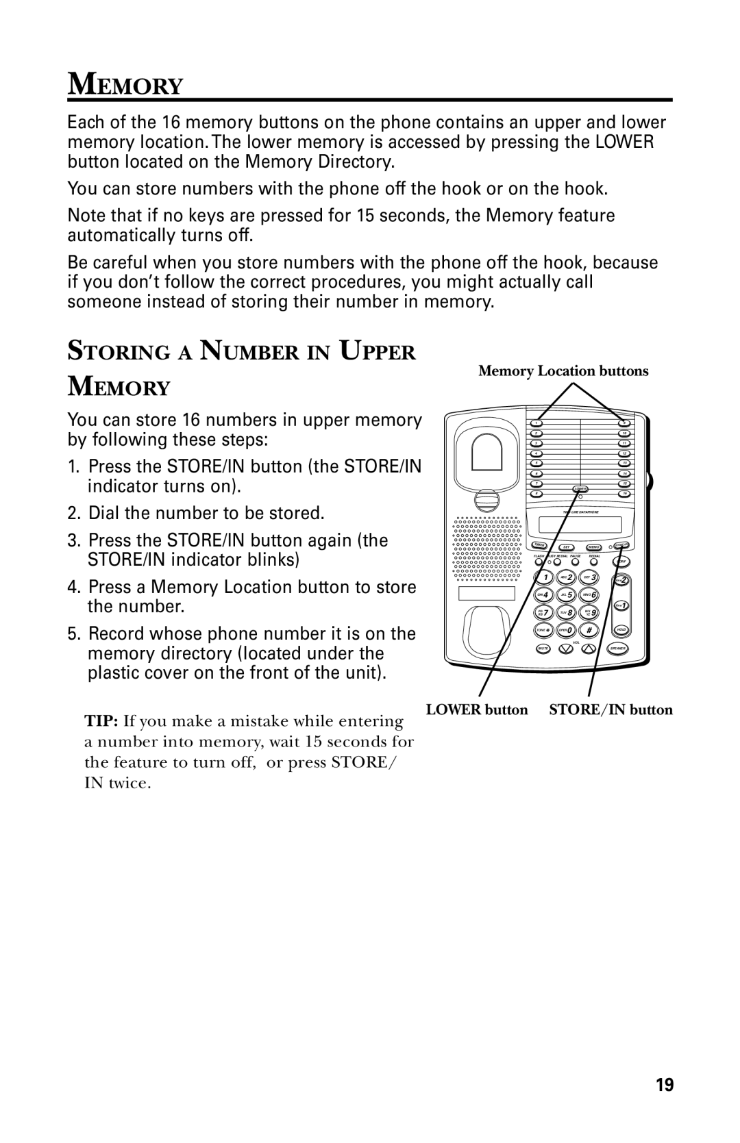 GE 29438 manual Storing a Number in Upper Memory 