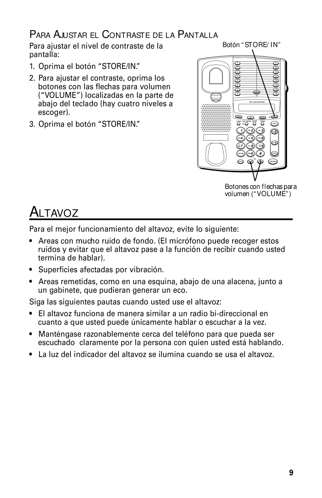 GE 29438 manual Altavoz, Pantalla 