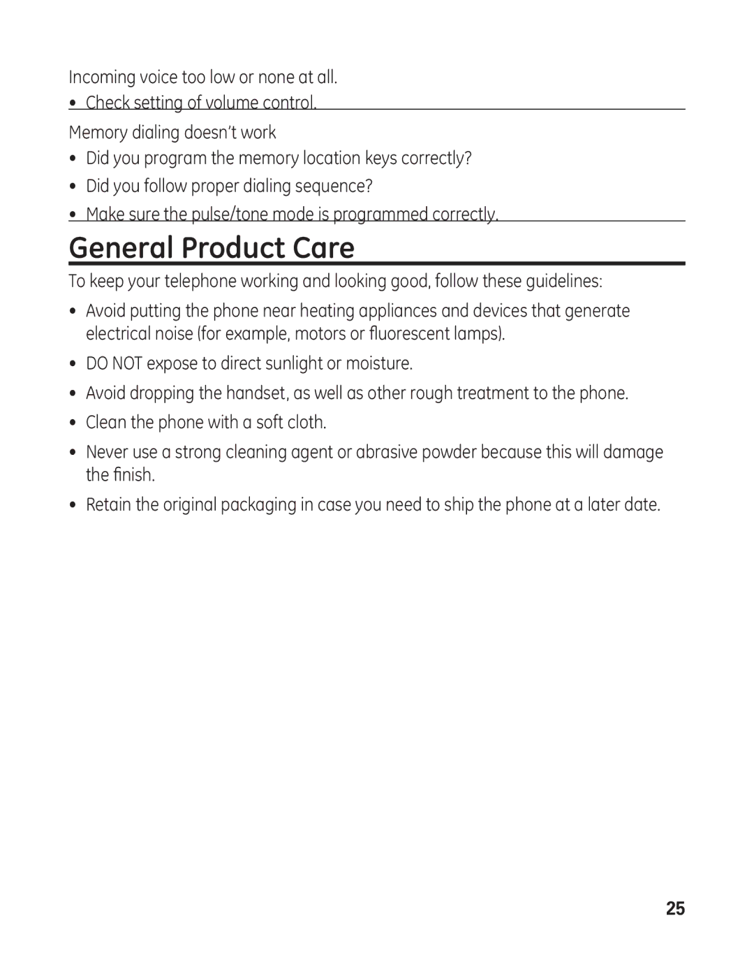 GE 16017970, 29484 2-Line manual General Product Care 